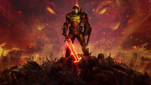 Survive The Battles Of Hell In The Thrilling Fps Doom Eternal Wallpaper