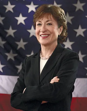 Susan Collins Portrait With Us Flag Wallpaper