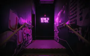 Suspicious Hallway Aesthetic Purple Neon Computer Wallpaper
