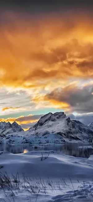 Svalbard Rusty Orange Clouds Wallpaper