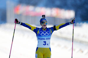 Swedish Biathlete Elvira Oeberg At Beijing 2022 Biathlon Wallpaper