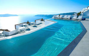 Swimming Pool Ocean View Wallpaper