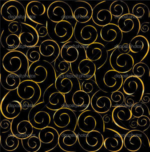 Swirly Black And Gold Pattern Wallpaper