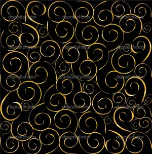 Swirly Black And Gold Pattern Wallpaper