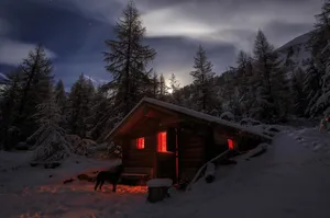 Swiss Alps Cabin Wallpaper