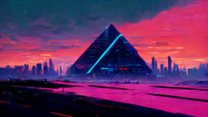 Synthwave City Triangle Structure Wallpaper