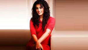 Taapsee Pannu In Red Dress Wallpaper