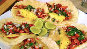 Tacos Al Pastor Colorful Mexican Dish Wallpaper