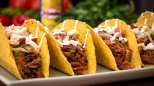 Tacos Al Pastor With Yellow Tortillas Wallpaper