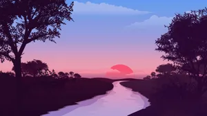 Take A Journey Through The Breathtaking Pixel Landscape Wallpaper