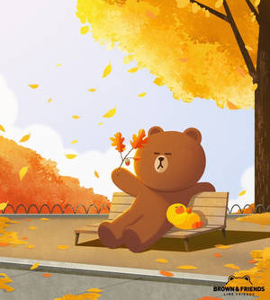 Take A Leaf-peeping Walk With Brown And Sally, Your Favorite Line Friends! Wallpaper