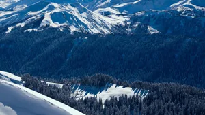 Take In The Beauty Of The Snowy Mountain Range Wallpaper