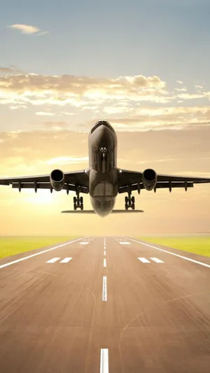 Takeoff Of White Airplane Android Wallpaper