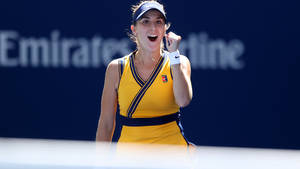 Talented Tennis Star Belinda Bencic In Action Wallpaper