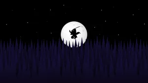 Tanjiro Kamado Jumping Moon Silhouette Wallpaper