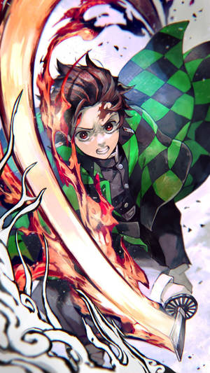 Tanjiro Kamado With Dark Green Cape Wallpaper