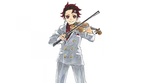 Tanjiro Strumming His Violin Wallpaper