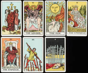 Tarot Cards With A Woman And A Man Wallpaper