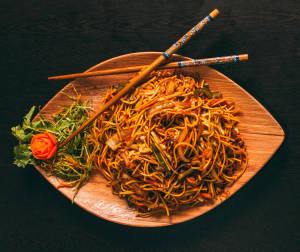 Tasty Authentic Ramen Dish Being Enjoyed With Chopsticks Wallpaper