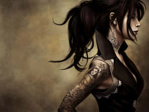 Tatuaje En El Cuello Illustrated Woman Wallpaper