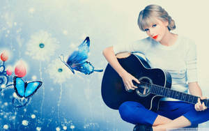 Taylor Swift Rocking Out On Guitar Wallpaper