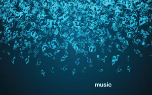 Teal Music Notes In Falling Effect Wallpaper