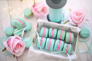 Teal Pastel Easter Macaroons Wallpaper
