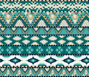 Teal Tribal Pattern Wallpaper