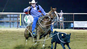 Team Roping A Black Calf Wallpaper