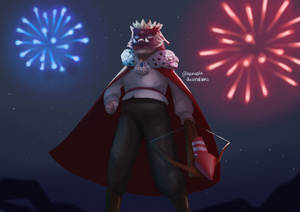 Technoblade Standing Under Fireworks Wallpaper