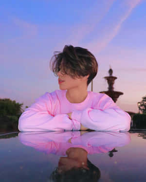 Teenage Boy Aesthetic Pink Sweatshirt Wallpaper