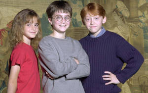 Teenage Hermione Granger Surrounded By Friends From Hogwarts Wallpaper