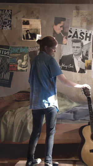 Teenager Bedroom Guitar Practice Wallpaper