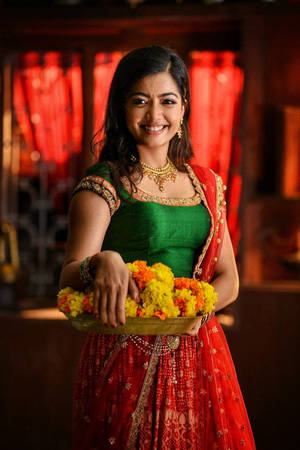 Telugu Heroines Bright Flowers Wallpaper