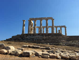 Temple Of Poseidon On A Cliff Wallpaper