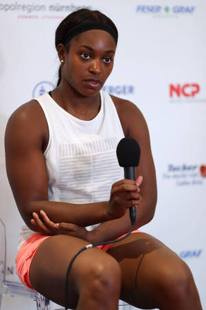 Tennis Champion Sloane Stephens Speaking Wallpaper