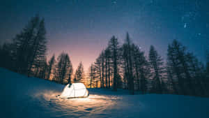 Tent Snowy Area Wallpaper