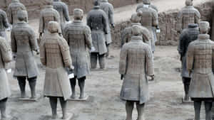 Terracotta Warriors Stone Sculpture China Wallpaper