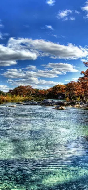 Texas Iphone White Clouds Lake Wallpaper