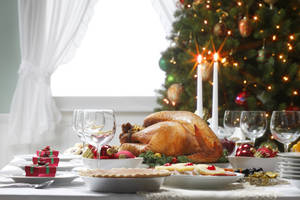 Thanksgiving Turkey Meat Holiday Dishes Wallpaper