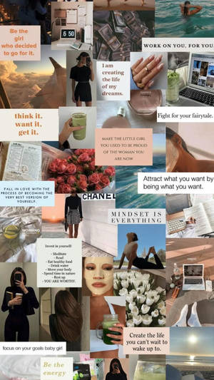 That Girl Aesthetic Lifestyle Motivational Collage Wallpaper