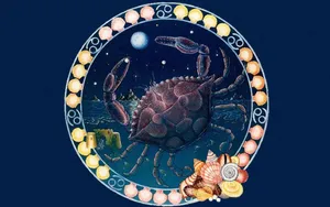 The Artful Representation Of The Zodiac Sign Cancer Wallpaper