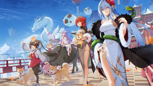 The Awesome Team Of Azur Lane Heroes And Their Loyal Pets! Wallpaper