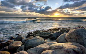 The Calm Of The Sunset Sea Wallpaper