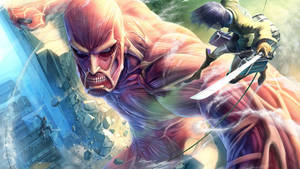 The Colossal Titan Looms In Attack On Titan Wallpaper