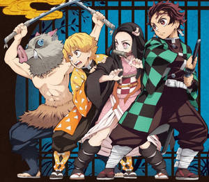 The Demon Slayers Of Kimetsu No Yaiba, Cute And Courageous Wallpaper