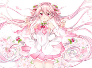 The Elegant Flower Maiden, Sakura Miku Wallpaper