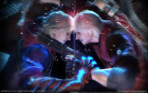 The Epic Demon-slaying Action Of Devil May Cry 5 Wallpaper