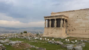 The Erechtheion Overlooking The Mountains Wallpaper