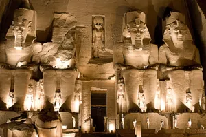 The Façade Of Abu Simbel's Temple At Night Wallpaper